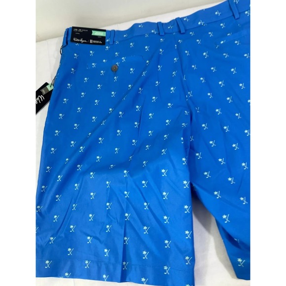 Walter Hagen Perfect 11 Golf Shorts Palm Clubs Print Sea Blue Size 32 New 10" In - Picture 2 of 9